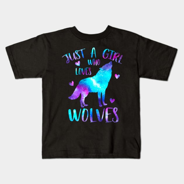 Just a girl who loves wolves Kids T-Shirt by PrettyPittieShop